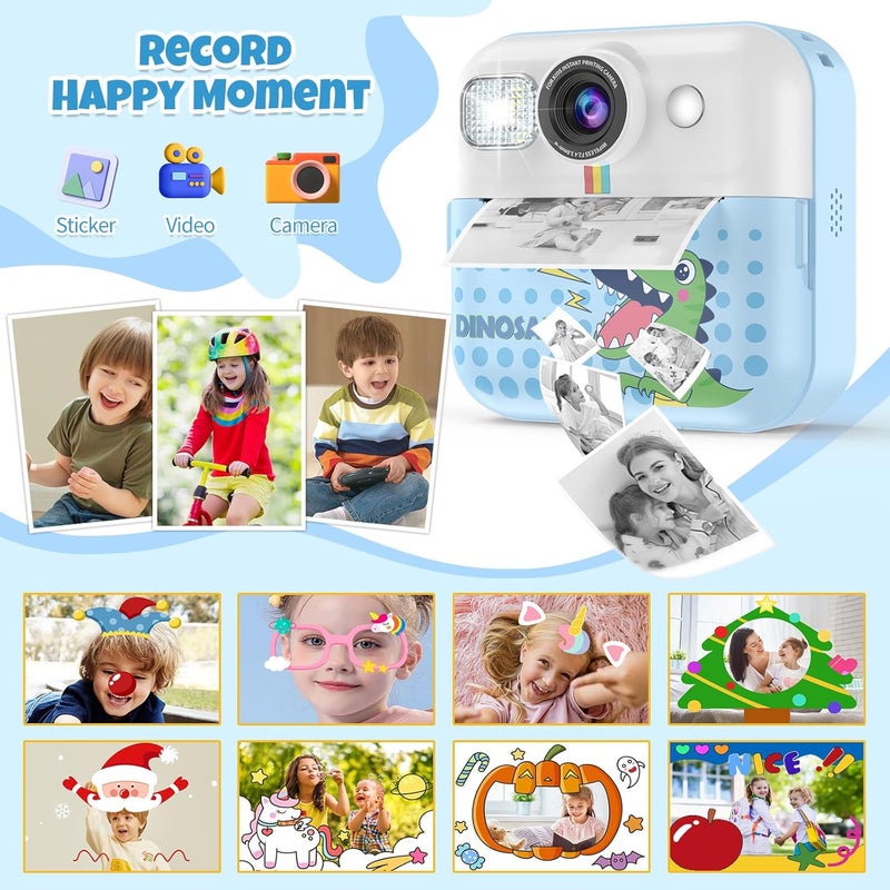 BOFIDAR Instant Print Camera for Kids, Toddler 1080P Toys Printable Selfie Cameras, Christmas Birthday Gifts for Girls Boys Age 3-10 with 3 Roller Photo Paper(Blue) - Image 5